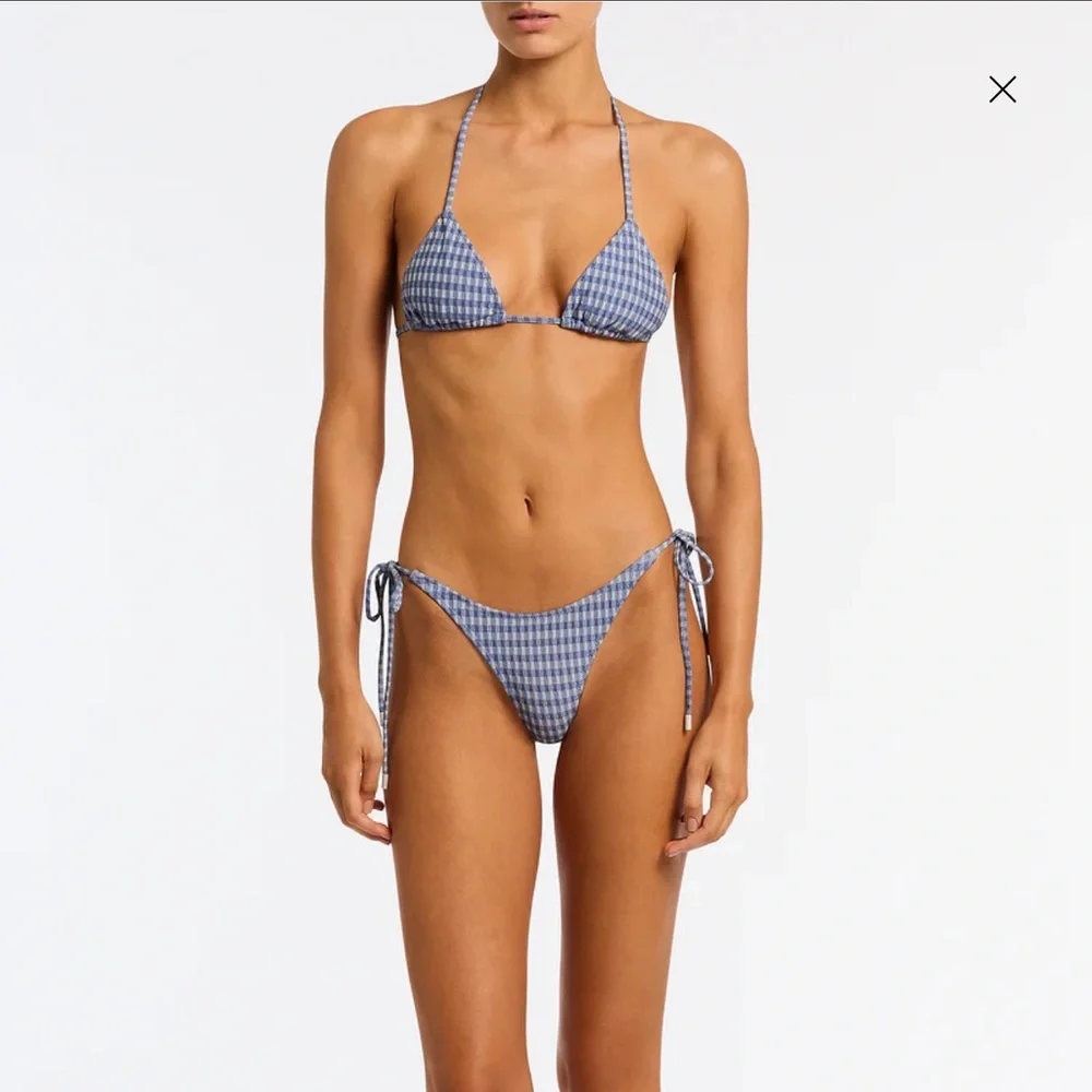 triangl swimwear Blue Gingham Tie Bikini